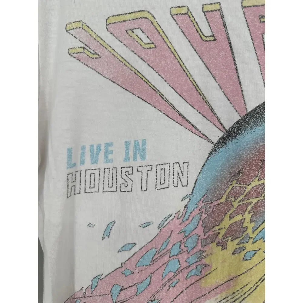 Journey Shirt Womens XS White Graphic Tee Band Music Colorful 80s Houston - Picture 5 of 8